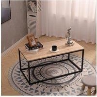 Rustic Coffee Table with Metal Frame for Living Room