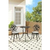 3pcs Rose Hollowed Out Cast Aluminum Outdoor Bistro Dining Set