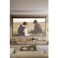 120" Black Crossbar Electric Motorized Projector Screen with Remote