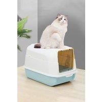 Large Hooded Top Entry Cat Litter Box with Scoop