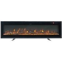 Livingandhome 1 8Kw Wall Mounted Recessed Electric Linear Fireplace In Black 50 Inch