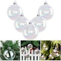 LivingandHome Living and Home 5 Pack 10Cm Christmas Rainbow Glass Ornament Balls