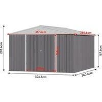 10.5ft W x 6.7ft H Outdoor Garden Metal Storage Shed Motorcycle Sheds with Lockable