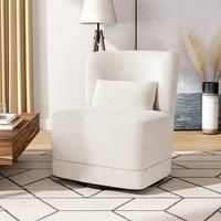 Teddy FurUpholstered Swivel Barrel Chair with Pillow