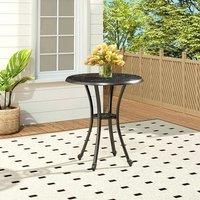 Round Patio Dining Table with Umbrella Hole Camping Table Outdoor Table