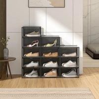 Set of 12 Clear Plastic Stackable Foldable Shoe Storage Box Organiser
