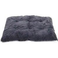 Dark Grey Plush Rectangle Pet Bed Dog Cushioned Pad 65 x 50 cm