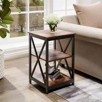Brown Vintage Wooden Side Table End Table Wood Coffee Table Living Room Furniture