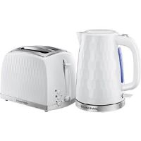Russell Hobbs Honeycomb White Kettle & 2 Slice Toaster Set