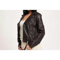 Women'S Gold Trim Leather Biker Jacket - 8 Sizes