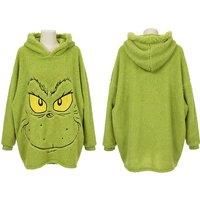 Unisex Green Festive Grinch- Parent-Child Blanket Hoodies!
