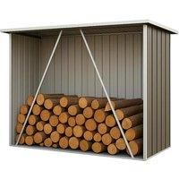 Weatherproof Metal Firewood Log Storage Shed with Slanted Roof and Ventilation