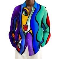 Men'S Abstract Long Sleeve Shirt - 6 Sizes & 4 Colours