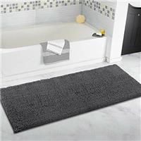 ITSOFT Non-Slip Shaggy Chenille Bath Mat Soft Microfibers Bathroom Rug with Water Absorbent, Machine Washable, 53x120 cm Charcoal Grey