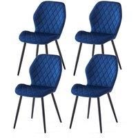 Modern Velvet Dining Chairs Set of 4 with Ergonomic Curved Backrest
