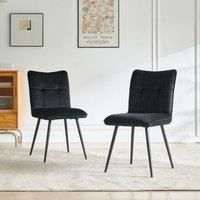 Modern Set of 2 Velvet Dining Chairs with Cross Metal Legs