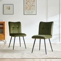 Modern Set of 2 Velvet Dining Chairs with Cross Metal Legs