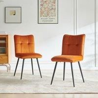 Modern Set of 2 Velvet Dining Chairs with Cross Metal Legs