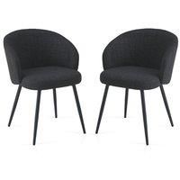 Modern Grey Upholstered Dining Chair With Metal Legs for Dining Room 2pcs
