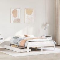 Bed Frame with Drawers without Mattress White 150x200 cm King Size
