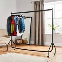 House of Home Heavy Duty Metal Clothes Rail with Wheels - 1 Tier Wardrobe Replacement - Hanging Clothing Rack - Clothes Storage & Organiser for Shirts, Coats, Jackets, Hat & Shoes - Black, 6ft x 5ft