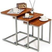 Set of 3 Nesting Tables Industrial Stackable Coffee Snack Table Laptop Desk Home