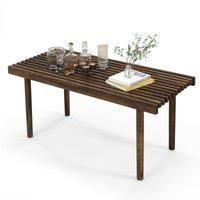 Modern Coffee Table Accent Center Tea Table Cocktail Table with Slatted Tabletop