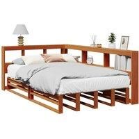 Bookcase Bed without Mattress Wax Brown 120x190cm Solid Wood Pine