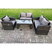 Fimous 5-Seater Outdoor Rattan Garden Sofa Set - Dark Grey