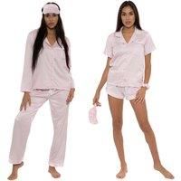 Unisex Navy Personalised Ladies' Satin Pyjamas With Short & Long Sleeve Options!