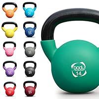 Body Revolution Kettlebells - Neoprene Coated Cast Iron Kettlebell - Range of Kettle Bells Sold Separately (14kg (Green))