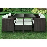 8-Seater Rattan Cube Furniture Dining Set - Black