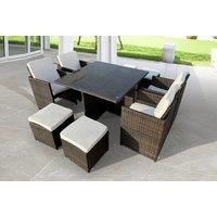 8-Seater Rattan Cube Dining Furniture Set - Grey, Black Or Brown