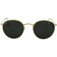 Ray-ban Mod. 3447 - Unisex sunglasses, gold frame (edge), dark green lenses size 47