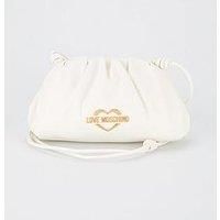 Love Moschino Scrunched Logo Clutch Strap - White