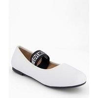 Love Moschino Logo Strap Ballet Flat - White