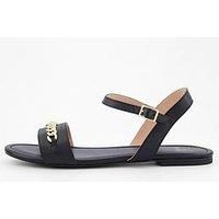 Love Moschino Leather Flat Sandal - Black