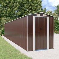 Garden Shed Dark Brown 192x938x223 cm Galvanised Steel