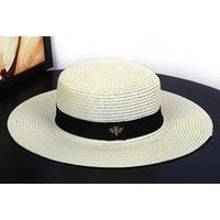 Gucci Inspired Women'S Small Bee Straw Sun Hat - 5 Colours - White