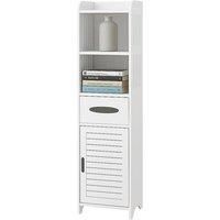 4 Tier White Bathroom Cabinet With Corner Cupboard And Storage Shelf