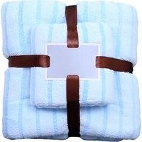 Soft Striped Bath Towel & Towel Set - Blue, Pink & More
