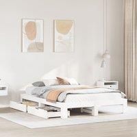 Bed Frame without Mattress White 160x200 cm Solid Wood Pine