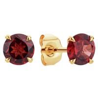 Revere 9ct Yellow Gold Round Garnet Stud Earrings