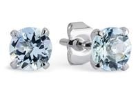 Revere 9ct White Gold Round Aquamarine Stud Earrings