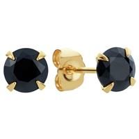 Revere 9ct Yellow Gold Round Black Sapphire Stud Earrings