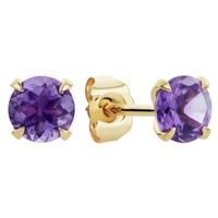 Revere 9ct Yellow Gold Round Amethyst Stud Earrings