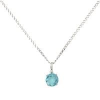 Revere 9ct White Gold Blue Topaz Pendant Necklace - December