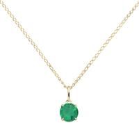 Revere 9ct Gold Created Emerald Solitaire Pendant Necklace