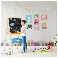 Teamson Kids 3 in 1 Double Sided Wooden Easel, Chalkboard, Whiteboard and Paper Art Easel, Adjustable, Magnetics, Accessories Included, Blue