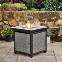 Peaktop Firepit Outdoor Gas Fire Pit Rattan & Concrete, Lava Rock HF25601BA-UK